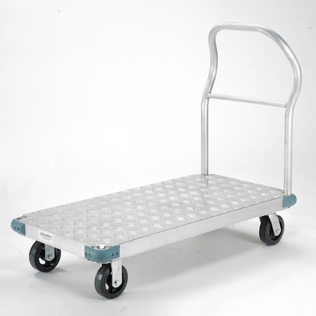 Global Industrial Platform Truck - Aluminum Diamond Deck, 48 x 30, 2000 Lb. Capacity, 6 Rubber Casters 232610